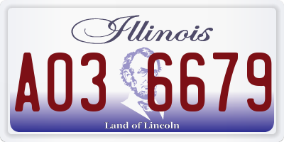 IL license plate A036679