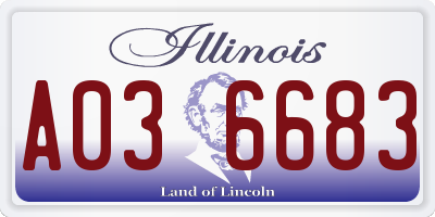 IL license plate A036683