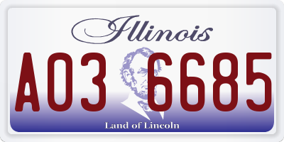 IL license plate A036685