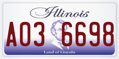 IL license plate A036698