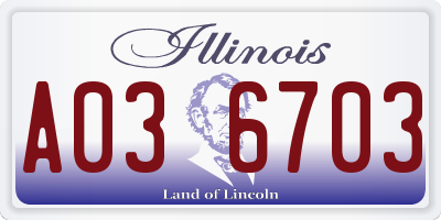 IL license plate A036703