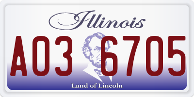 IL license plate A036705