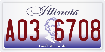 IL license plate A036708