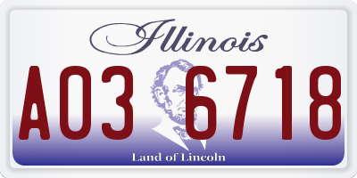 IL license plate A036718