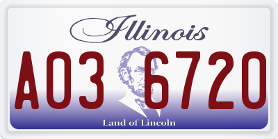 IL license plate A036720
