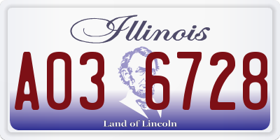 IL license plate A036728