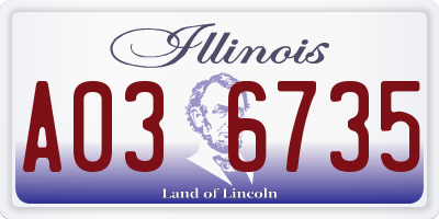 IL license plate A036735