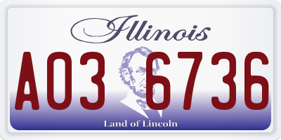 IL license plate A036736