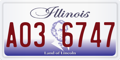 IL license plate A036747