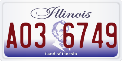 IL license plate A036749