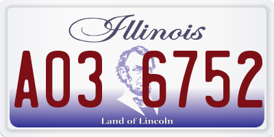 IL license plate A036752