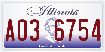 IL license plate A036754
