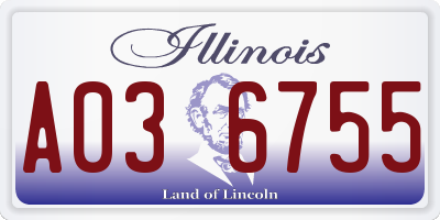 IL license plate A036755