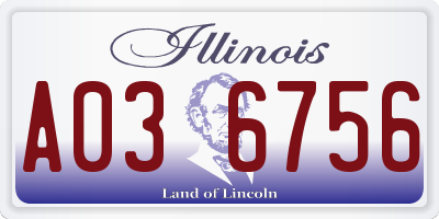 IL license plate A036756