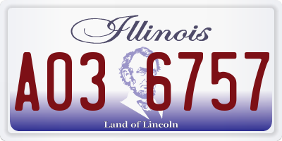 IL license plate A036757