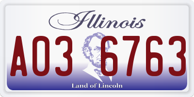 IL license plate A036763