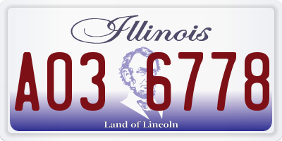 IL license plate A036778