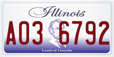 IL license plate A036792