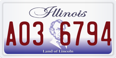 IL license plate A036794