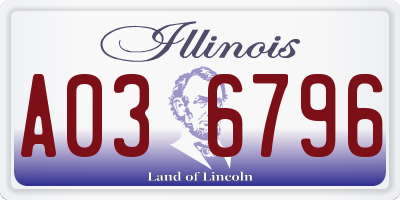 IL license plate A036796