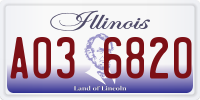 IL license plate A036820