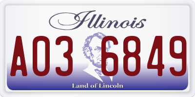 IL license plate A036849