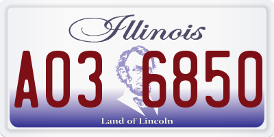 IL license plate A036850