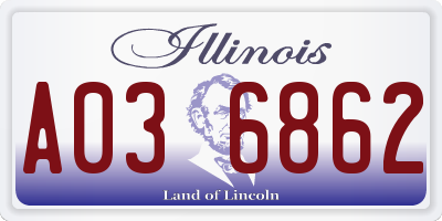 IL license plate A036862