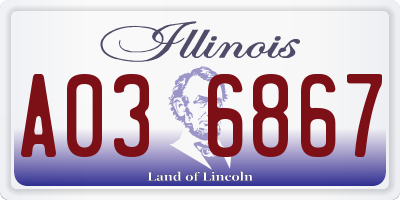 IL license plate A036867
