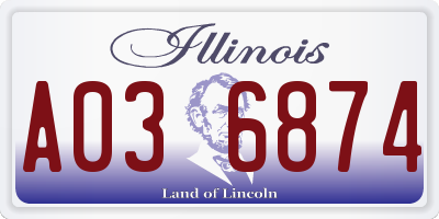 IL license plate A036874