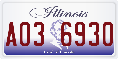 IL license plate A036930