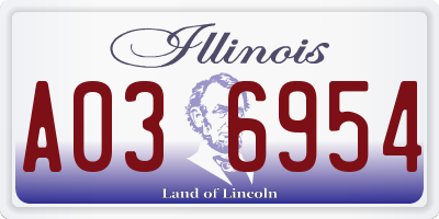 IL license plate A036954