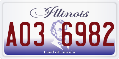 IL license plate A036982