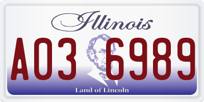 IL license plate A036989