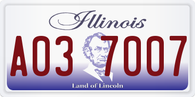 IL license plate A037007