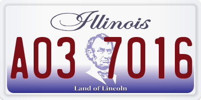 IL license plate A037016