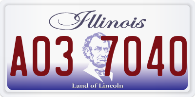 IL license plate A037040