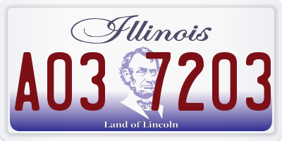 IL license plate A037203