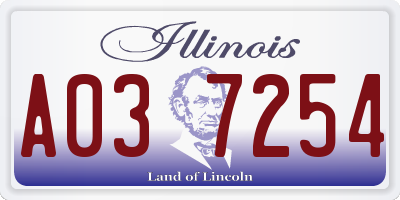 IL license plate A037254