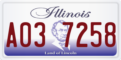 IL license plate A037258