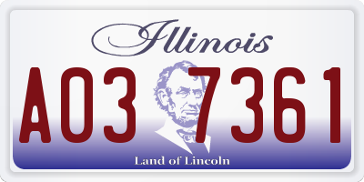 IL license plate A037361