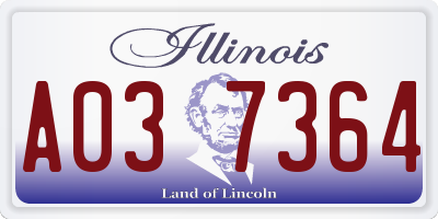IL license plate A037364