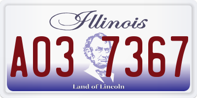 IL license plate A037367