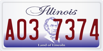 IL license plate A037374