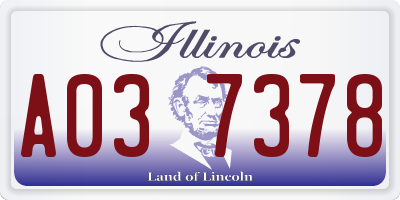IL license plate A037378