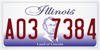 IL license plate A037384