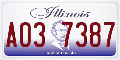 IL license plate A037387