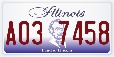 IL license plate A037458