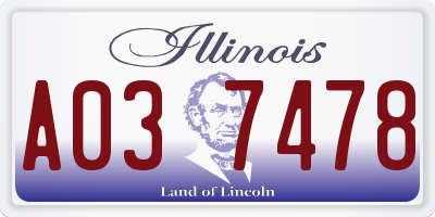 IL license plate A037478