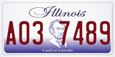 IL license plate A037489